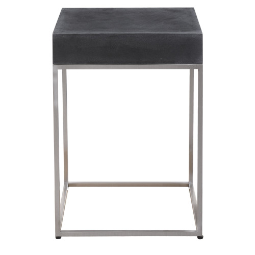 20" Black and Silver Rectangle Contemporary Accent Table - IMAGE 1