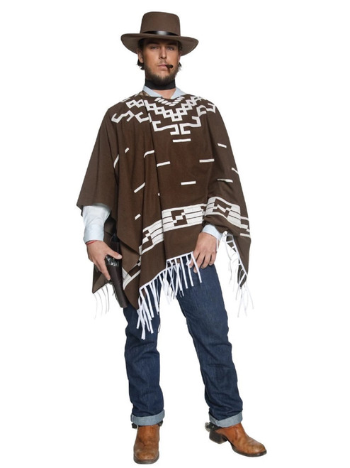 49" Brown and White Authentic Western Wandering Gunman Adult Halloween Costume - Medium - IMAGE 1
