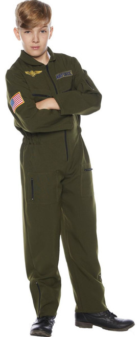 Khaki Green Flight Suit Boy Child Halloween Costume - Small - IMAGE 1