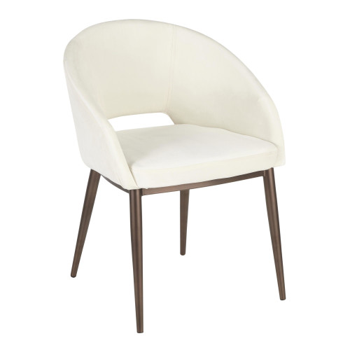 31" Copper and Cream Velvet Renee Contemporary Chair - IMAGE 1