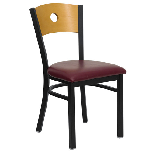 32.75" Black and Burgundy Red Hercules Series Circle Back Restaurant Dining Chair - IMAGE 1