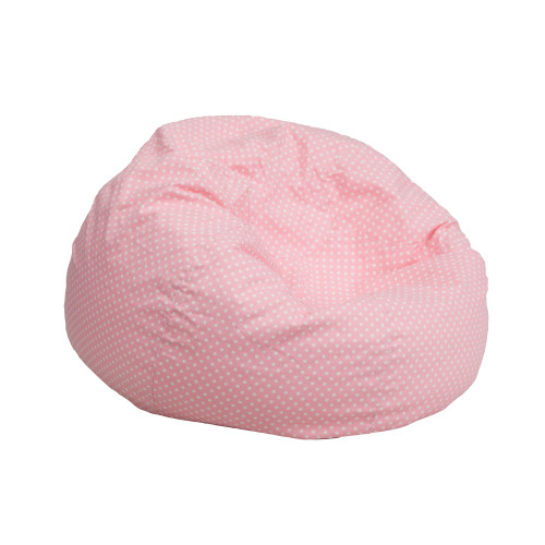 30" Light Pink and White Polka Dot Contemporary Bean Bag Chair - IMAGE 1