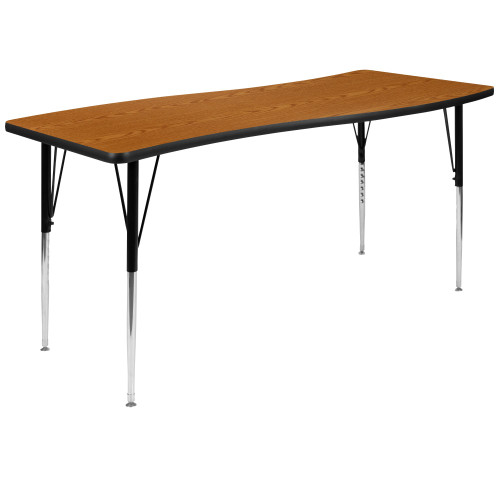 60" Brown Rectangular Wave Collaborative Adjustable Thermal Laminate Activity Table - IMAGE 1