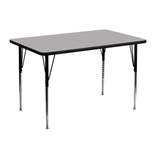 48" Gray and Black Contemporary Rectangular Activity Table - IMAGE 1