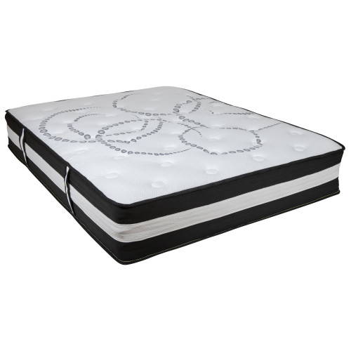 81" White and Black High-Density Foam with Pocket King Size Spring Mattress - IMAGE 1