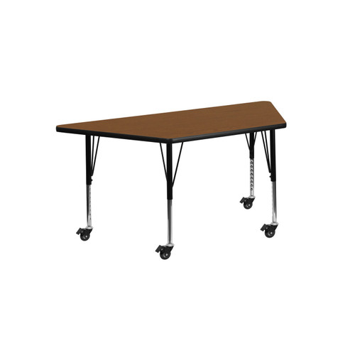 45" Brown Trapezoid Activity Table with Height Adjustable Short Legs - IMAGE 1