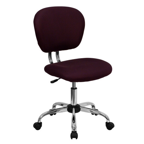 37.5" Burgundy Red Mid-Back Mesh Padded Swivel Task Office Chair - IMAGE 1