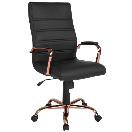 43" Black and Rose Gold Contemporary Executive Swivel Office Chair with Dual Wheel Casters - IMAGE 1