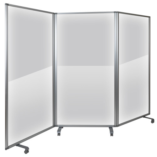 106.5" Clear Transparent Mobile Partition with Lockable Casters - IMAGE 1