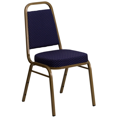 36" Navy Blue and Gold Trapezoidal Banquet Chair - IMAGE 1
