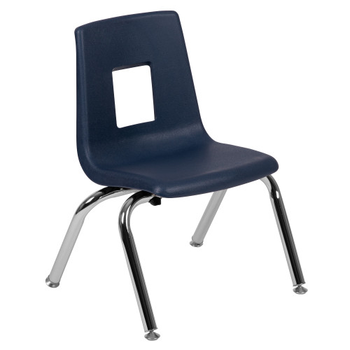 28.75" Advantage Navy Blue and Metallic Steel Student Stack School Chair - IMAGE 1