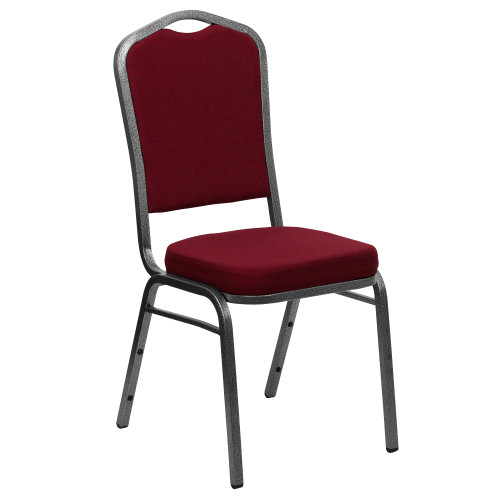 38" Burgundy Red and Silver Crown Back Stacking Banquet Chair - IMAGE 1