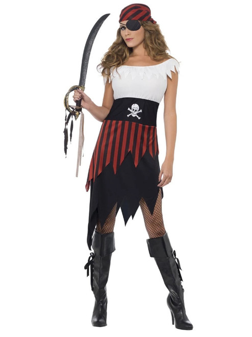 40" Black and White Pirate Wench X1 Women Adult Halloween Costume - Extra Large - IMAGE 1