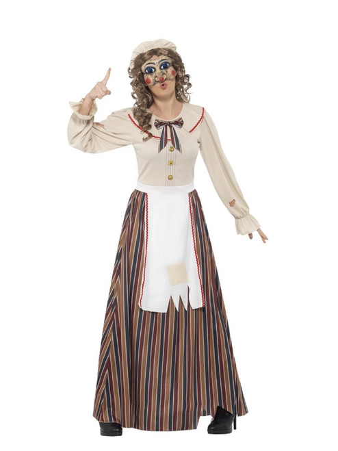 41" White and Ivory Possessed Judy Women Adult Halloween Costume - Small - IMAGE 1