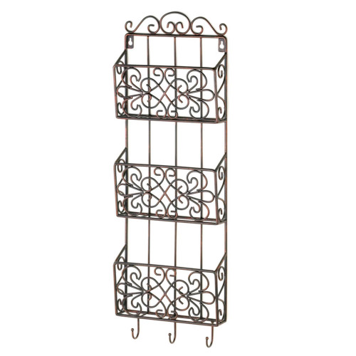 29" Brown Rustic Vintage Charm Triple Wall Rack - IMAGE 1