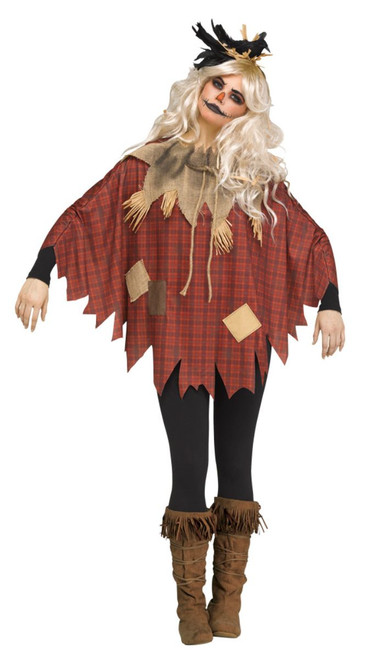 Red and Black Scary Crow Poncho Women Adult Halloween Costume - One Size - IMAGE 1