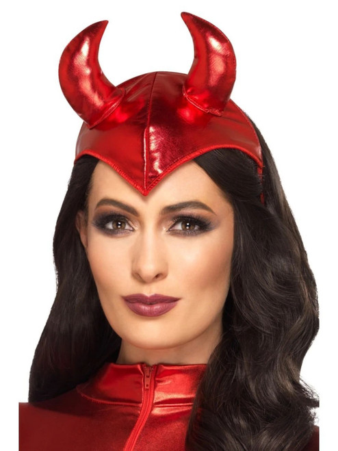 20" Red Fever Devil Women Adult Halloween Headband Costume Accessory - One Size - IMAGE 1