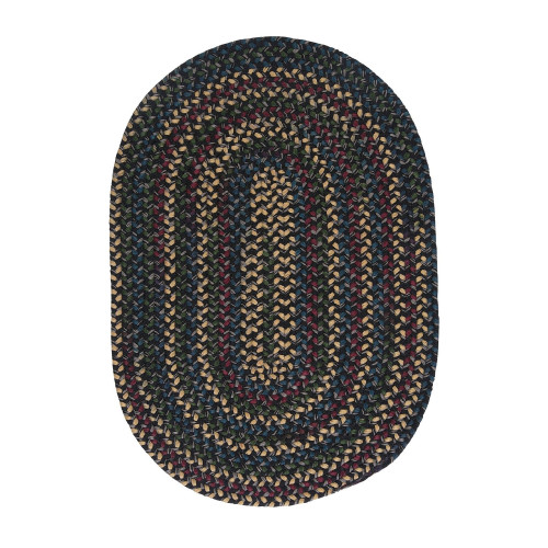 5' x 7' Green and Blue Braided Oval Area Throw Rug - IMAGE 1