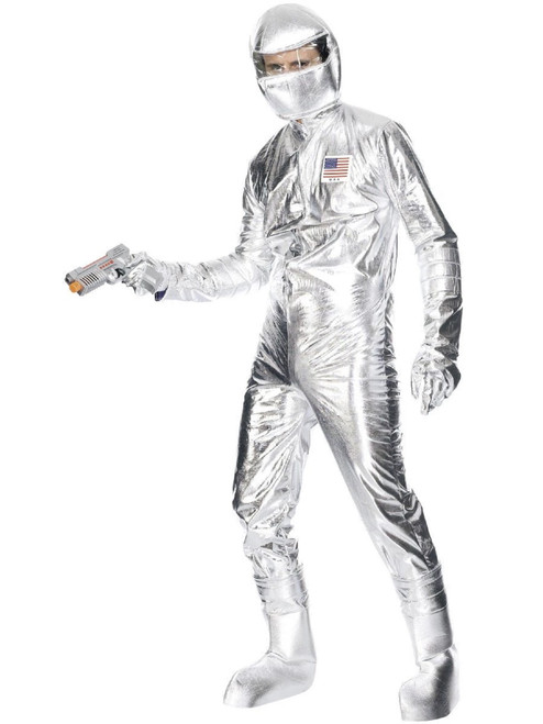 40" Silver Spaceman Men Adult Halloween Costume - Large - IMAGE 1