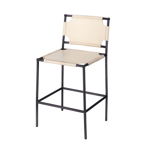 35" Creamy Ivory and Black Transitional Style Counter Stool - IMAGE 1