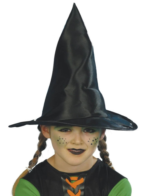 32" Black Shiny Girl Child Halloween Witch Hat Costume Accessory - One Size - IMAGE 1
