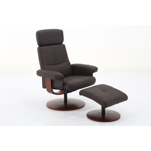 43.5" Brown Adjustable Headrest Swivel Recliner with Ottoman - IMAGE 1