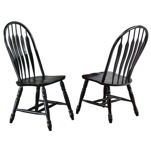 Set of 2 Black Antique Comfort Back Dining Chairs - IMAGE 1