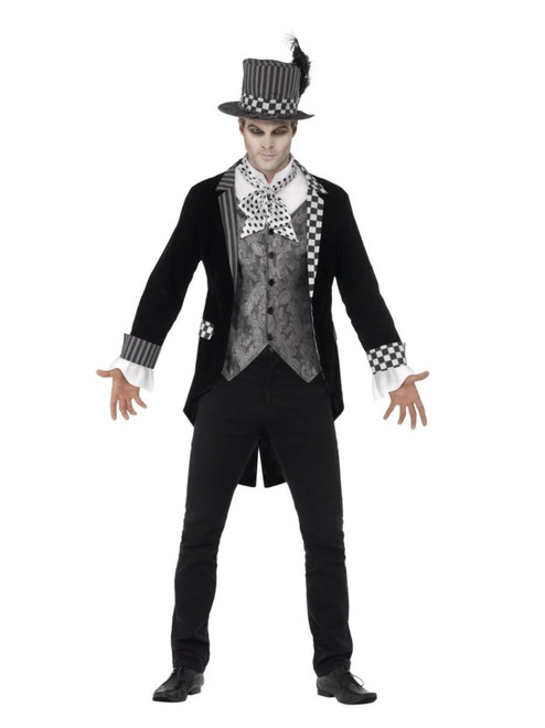 49" Black and Gray Dark Hatter Men Adult Halloween Costume - Extra Large - IMAGE 1