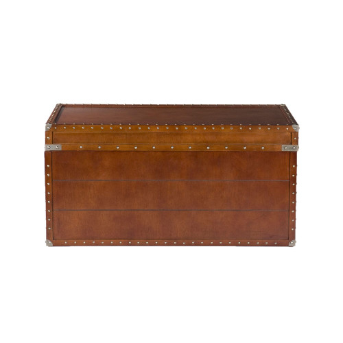 39" Brown Solid Rectangular Trunk Cocktail Table with storage - IMAGE 1