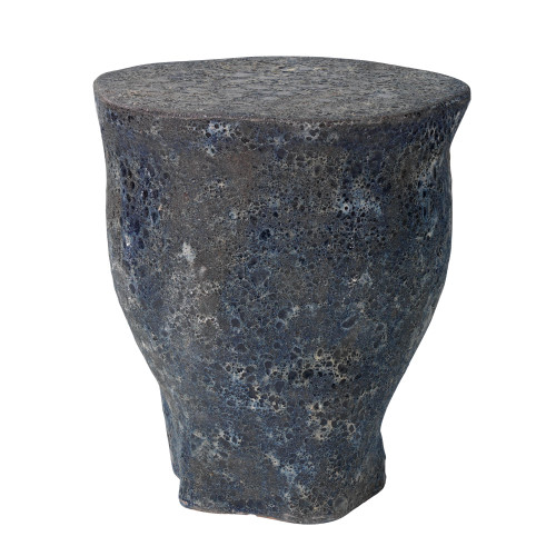 21.75" Blue and Gray Italian Artifacts Inspired Coastal Style Side Table - IMAGE 1