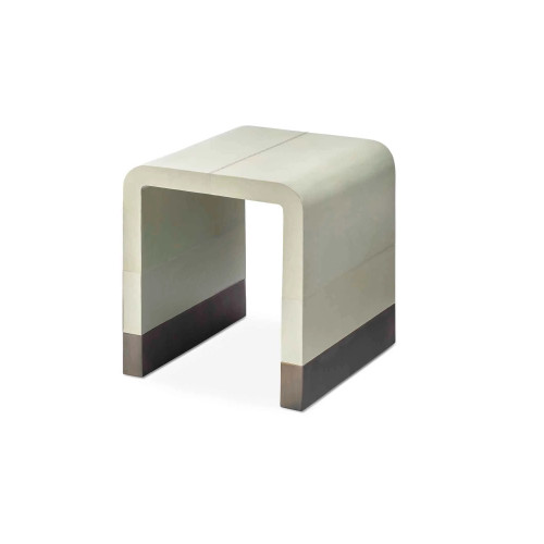 18" Grey Leather Square Side Table - IMAGE 1