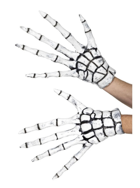 44.25" White and Black Grim Men Adult Halloween Reaper Gloves Costume Accessory - One Size - IMAGE 1