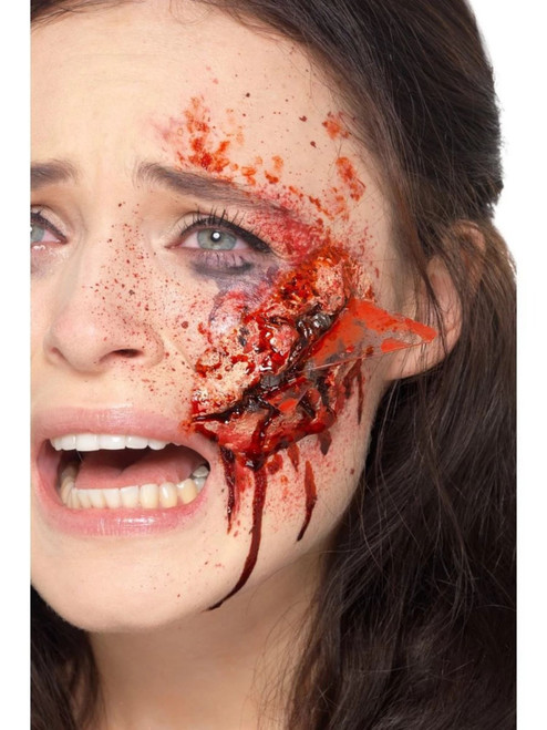 19" Red Broken Glass Wound with Adhesive Unisex Adult Make-Up FX Costume Accessory - IMAGE 1