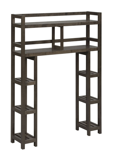 48" Espresso Brown Solid Standing 2-Tier Space Saver Shelf with Side Storage - IMAGE 1