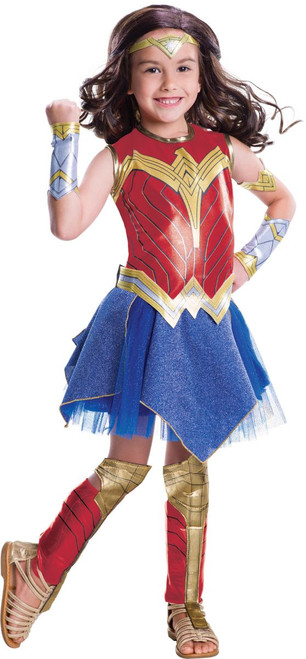 Red and Blue Deluxe Wonder Woman Movie Girl Child Halloween Costume - Medium - IMAGE 1