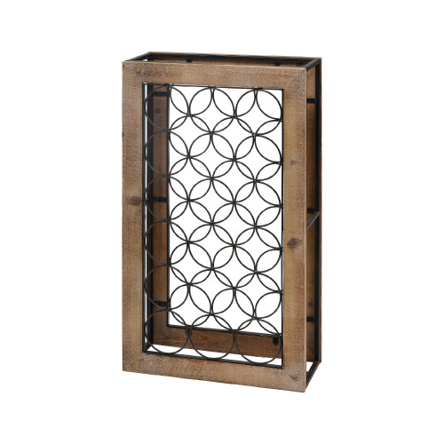 29” Brown and Black Metal Wire Mesh Wine Rack - IMAGE 1