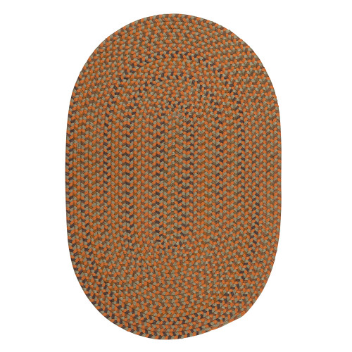 12' x 15' Rustic Orange and Blue All Purpose Handcrafted Reversible Oval Area Throw Rug - IMAGE 1