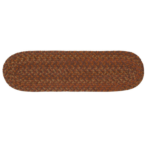 28" Brown and Orange Handmade Braided Stair Tread Rug - IMAGE 1