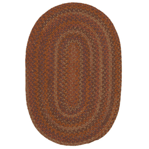 12' x 15' Orange and Brown Braided Oval Area Throw Rug - IMAGE 1