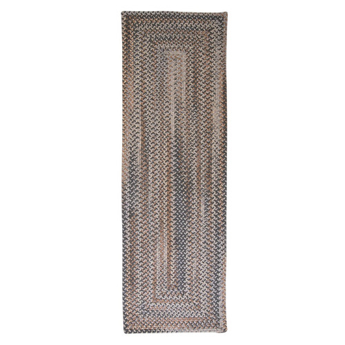 2' x 12' Gray and Brown Braided Reversible Rectangular Area Throw Rug Runner - IMAGE 1