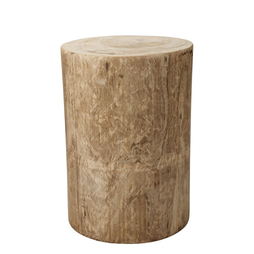 17.75" Tortilla Brown Contemporary Solid Wood Cylindrical Agave Side Table - IMAGE 1