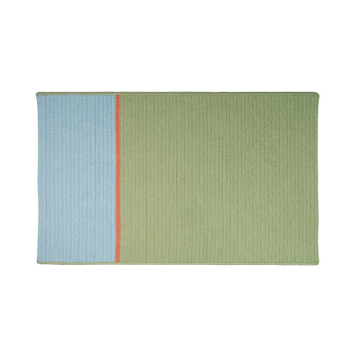 Blue and Green Handcrafted Rectangle Reversible Door Mat 18" x 30" - IMAGE 1