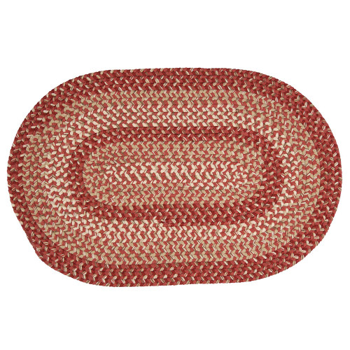 Red and Beige Chevron Handcrafted Reversible Oval Door Mat 30" x 48" - IMAGE 1