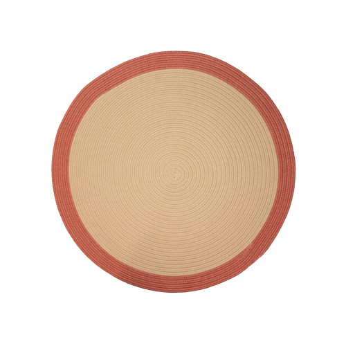 Beige and Red Handcrafted Reversible Bordered Round Door Mat 30" x 30" - IMAGE 1
