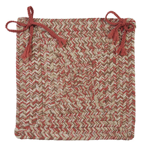 Set of 4 Red and Brown Braided Chair Pads 15"x15" - IMAGE 1