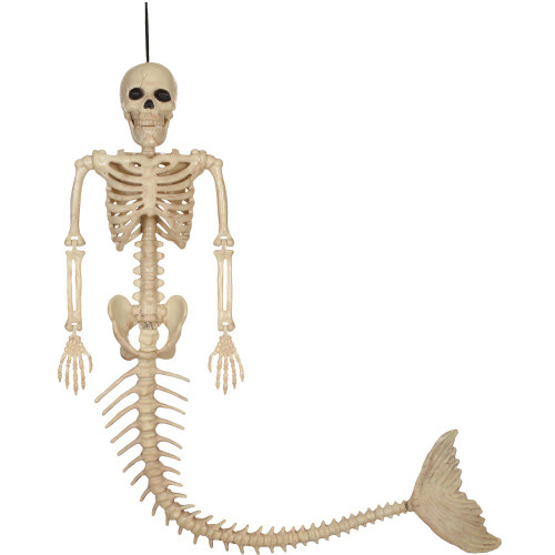 21" Ivory Scary Mermaid Skeleton Hanging Halloween Prop - IMAGE 1