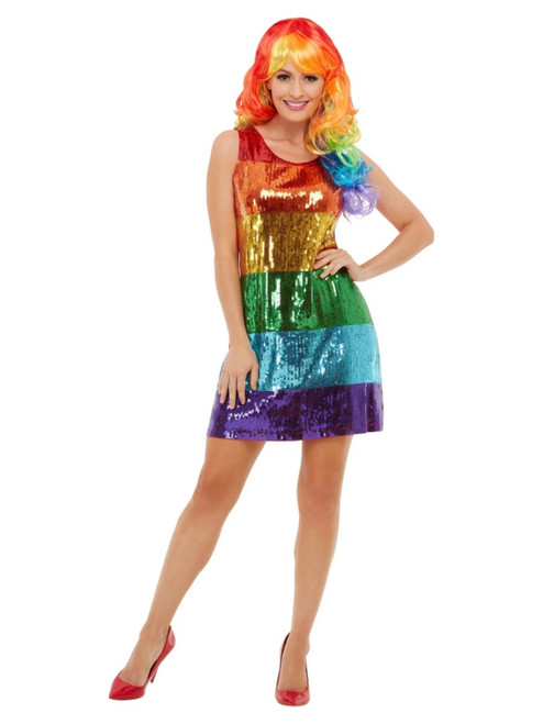 Green and Blue All That Glitters Rainbow Women Adult Halloween Costume - Small - IMAGE 1