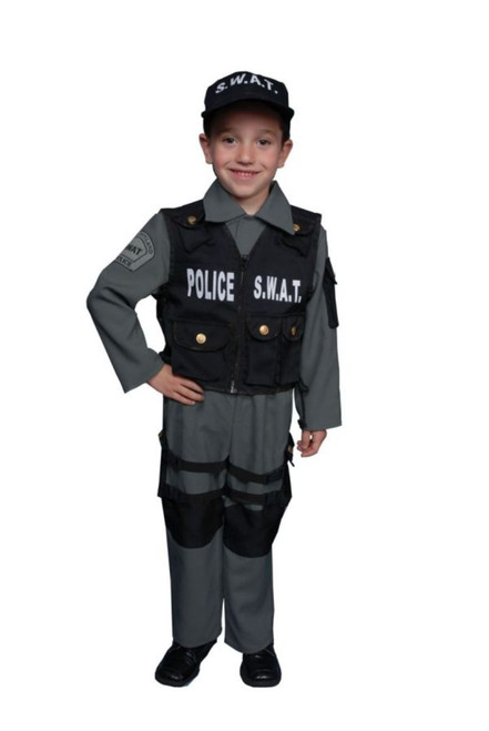 Gray and Black S.W.A.T Boy Child Halloween Costume - Medium - IMAGE 1