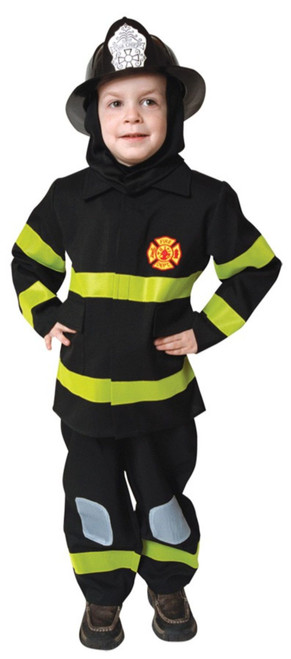 Black and Green Firefighter Unisex Children Fancy Dress Costume - Small - IMAGE 1