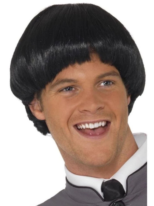 26" Black 1960's Style Swinging Men Adult Halloween Bowl Cut Wig Costume Accessory - One Size - IMAGE 1